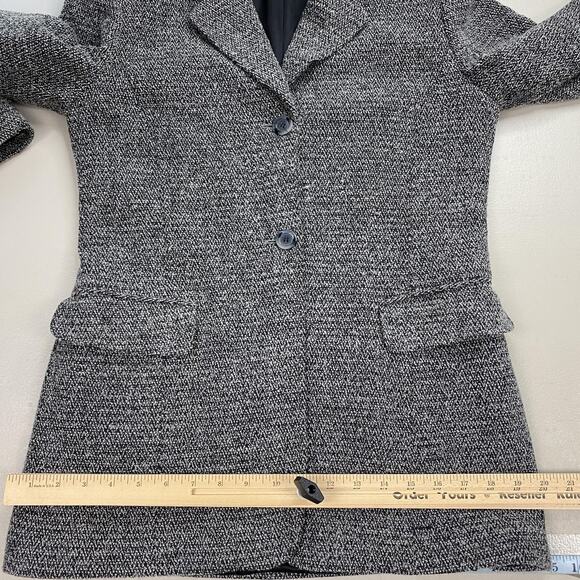 Rena Rowan Blazer Womens 8 Wool Blend Textured Tweed Jacket Pockets Casual Gray - Picture 14 of 15